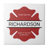 Carreau Symbole logo rouge du pompier personnalisé (Devant)