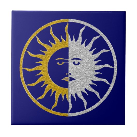 Carreau Symbole SUN & MOON - or argent (Devant)
