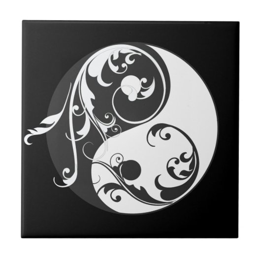 Carreau Symbole Yin Yang (noir) (Devant)