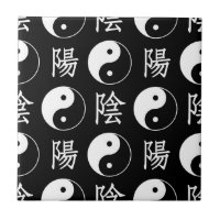 Symbole Yinyang noir Motif de texte chinois