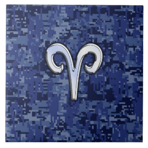 Carreau Symbole Zodiaque de Aries moderne Marine Camo numé