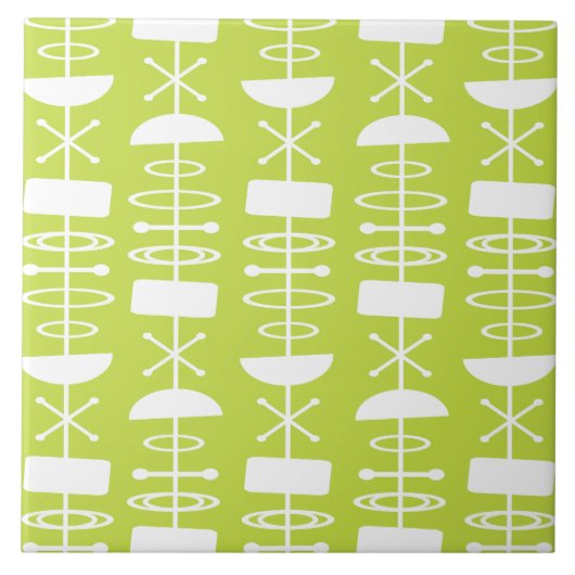 Carreau Symboles Abstraits de l'ère atomique Chartreuse (Devant)