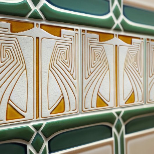 Carreau Symétrie Art Nouveau du milieu du siècle Orange