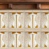 Carreau Symétrie Art Nouveau du milieu du siècle Orange