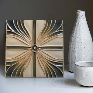 Carreau Symétrie Fleur du milieu du siècle Art Déco Belle