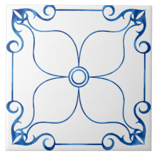 Carreau Symétrie florale Carrelage céramique méditerranéen
