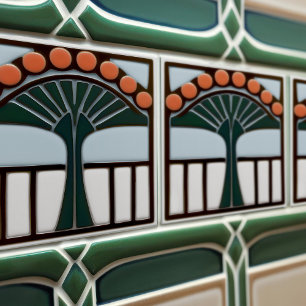 Carreau Symétrie florale du mouvement Arts & Crafts du mil