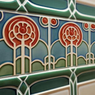 Carreau Symétrie florale du mouvement Arts & Crafts du mil