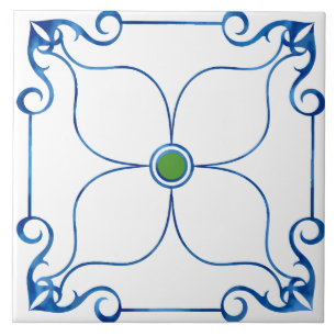 Carreau Symétrie florale Méditerranée (verte)