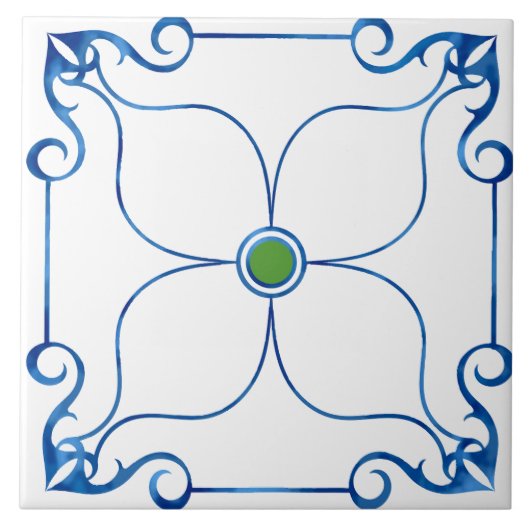 Carreau Symétrie florale Méditerranée (verte) (Devant)