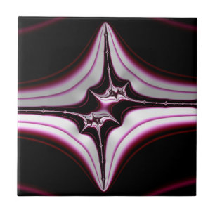 Carreau Symétrie fractale noire et rose abstraite