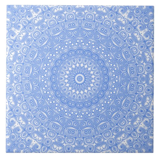 Carreau Symétrie Mandala Bleu Centaurée (Devant)