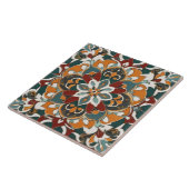 Carreau Symétrique Abstrait en Turquoise jaune et rouge (Côté)