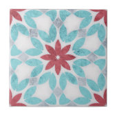 Carreau Symétrique Floral Rouge Gris Gris Pierre (Devant)