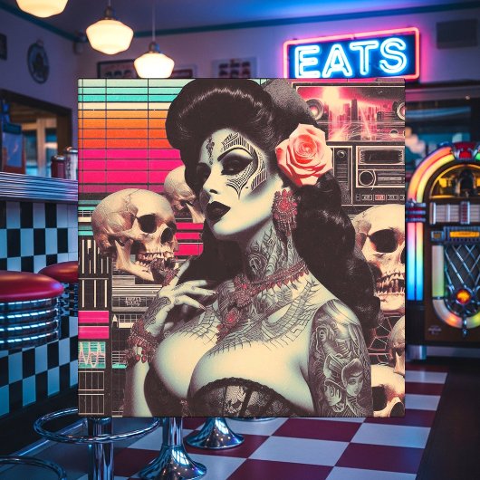 Carreau Synthwave Creepy Pin-up