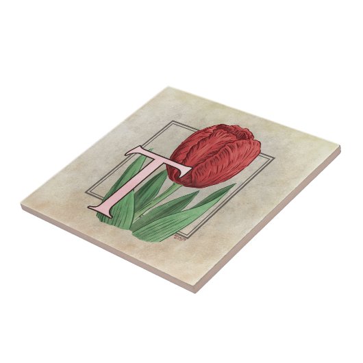Carreau T pour Tulip Flower Floral Monogram Art (Côté)