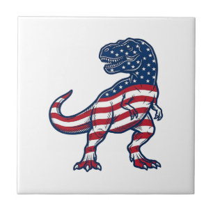 Carreau T-Rex patriotique Drapeau américain Design de dino