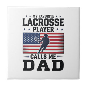 Carreau T-shirt drôle de papa de lacrosse drapeau américai