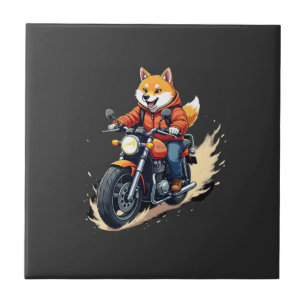 Carreau T-Shirt Drôle, Shiba Inu, Moto, Chien, Marionnette
