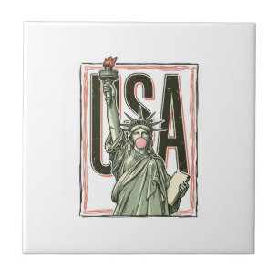 Carreau T-shirt graphique bubble gum Statue de la Liberté 