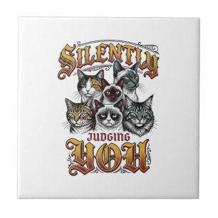 Carreau T-Shirt Graphique Chat Vintage Vous Jugant Silenci