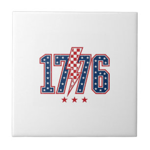 Carreau T-shirt graphique vintage éclair patriotique 1776_
