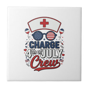 Carreau T-shirt médical patriotique d'infirmière du 14 jui