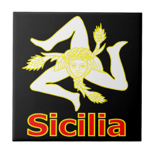 Carreau T-Shirt Sicilia avec symbole Trinacria