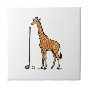 Carreau T-Shirt Vintage Gravure Vecteur Girafe Golf Desi