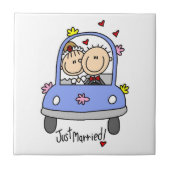 Carreau T-shirts et cadeaux de mariée mariée et de chambre (Devant)