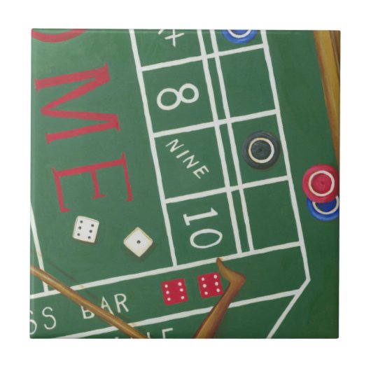 Carreau Table Casino Craps avec chips et dés (Devant)