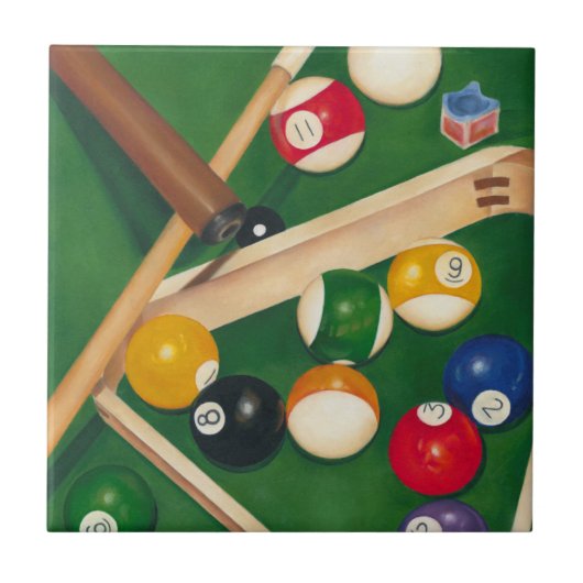 Carreau Table de billard Lifelike avec boules et craie (Devant)