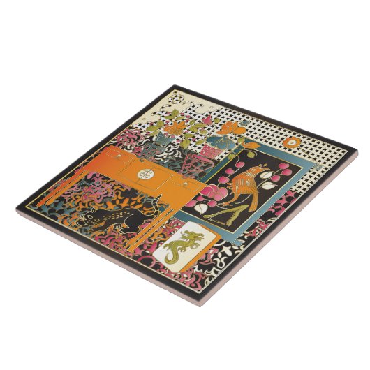 Carreau Table orange Mah Jongg (Côté)