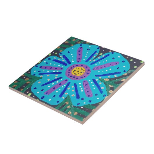 Carreau Tableau à fleurs bleues (Côté)