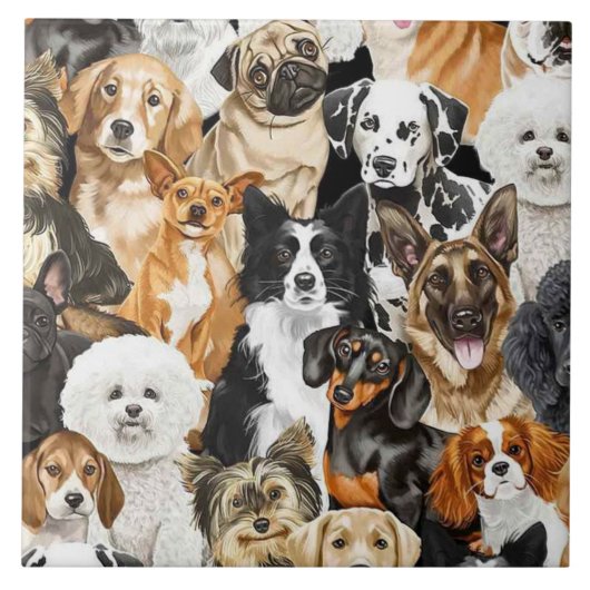 Carreau Tableau de chiens de fond (Devant)