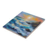 Carreau Tableau des vagues bleu clair sous le soleil (Côté)