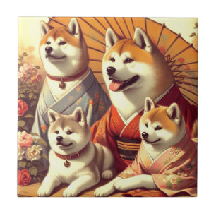 Carreau Tableau vintage Akita Chien