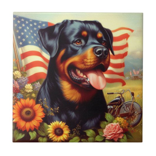 Carreau Tableau vintage Rottweiler (Devant)