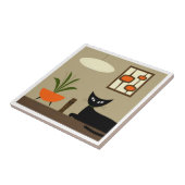 Carreau Tablette du milieu du siècle Chat avec pots (Côté)