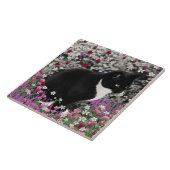 Carreau Taches de rousseur en fleurs II - chat de Kitty de (Côté)