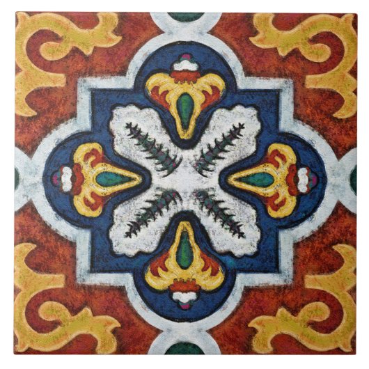 Carreau Talavera 03 Red Yellow Blue Mediterranean Geo (Devant)