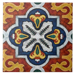Carreau Talavera 03 Rouge Jaune Bleu Géométrique Méditerra