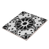 Carreau Talavera 12 Black White Grey Mediterranean Floral (Côté)