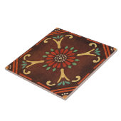 Carreau Talavera 14 Brown Red Aqua Mediterranean Floral (Côté)