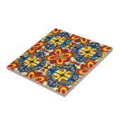 Carreau Talavera bleu bleu bleu rouge jaune mexicain espag (Côté)