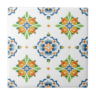 Carreau Talavera bleu orange vert sans soudure Mexique Esp