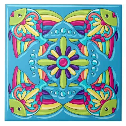 Carreau Talavera Fish Tile Design (Devant)