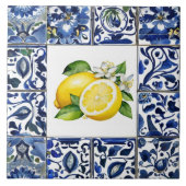 Carreau Talavera Lemons Dark Blue and White Mediterranean (Devant)