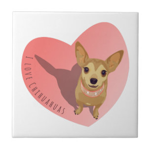 Carreau Tan Chihuahua in diamond pink collar en heart