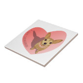 Carreau Tan Chihuahua in diamond pink collar en heart (Côté)